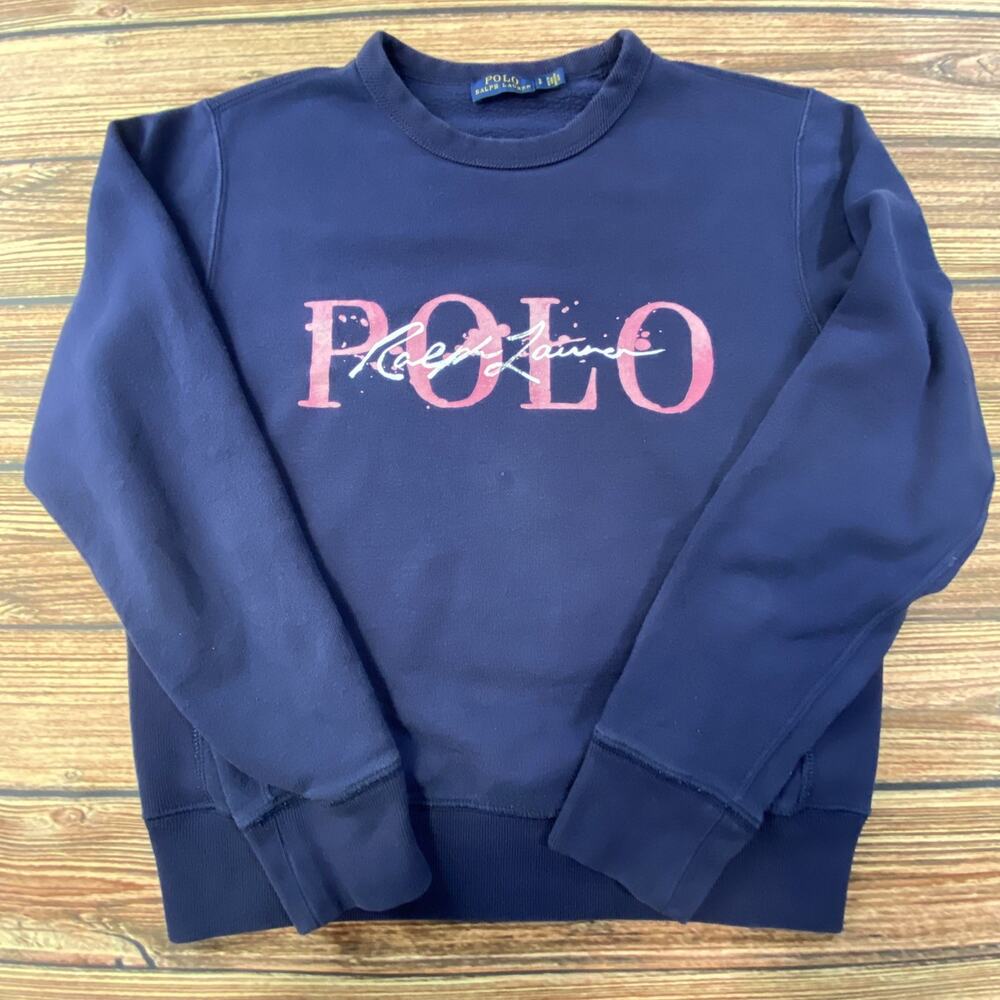 Polo Ralph Lauren Women's Navy Pink Sweatshirt Sz Small